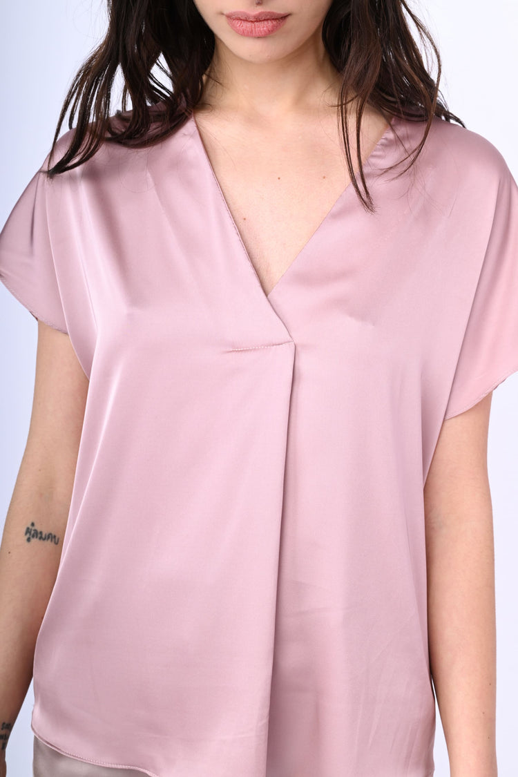 T-shirt in raso con scollo V