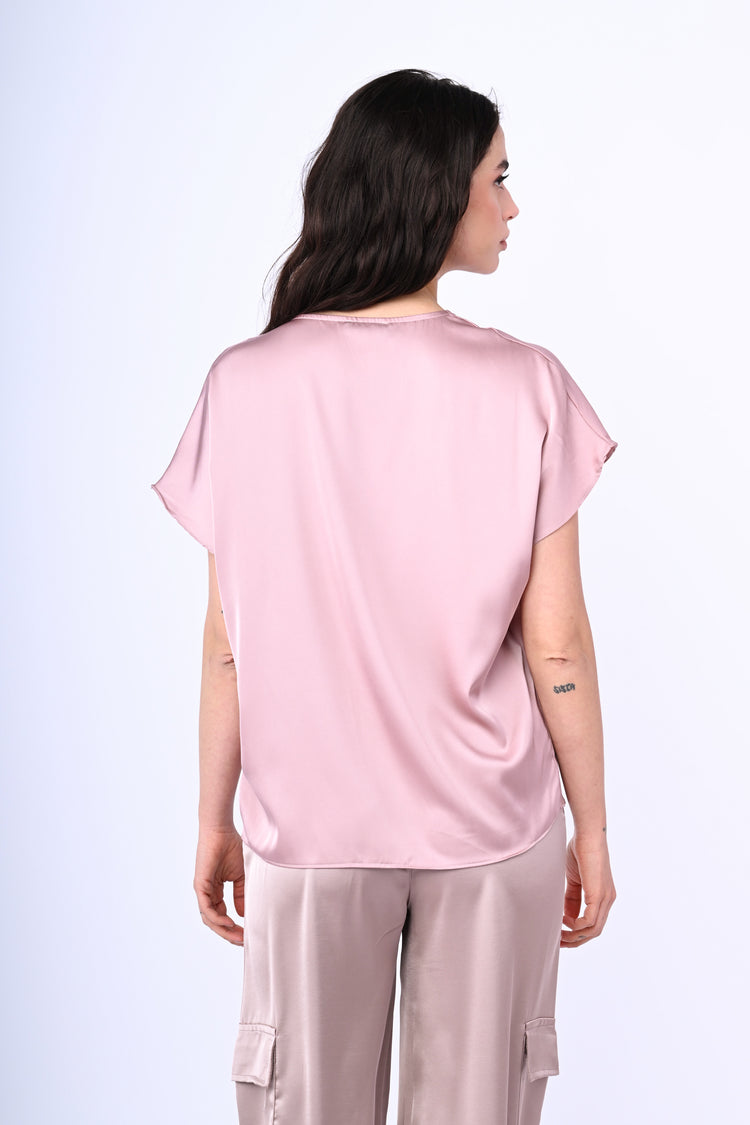 T-shirt in raso con scollo V