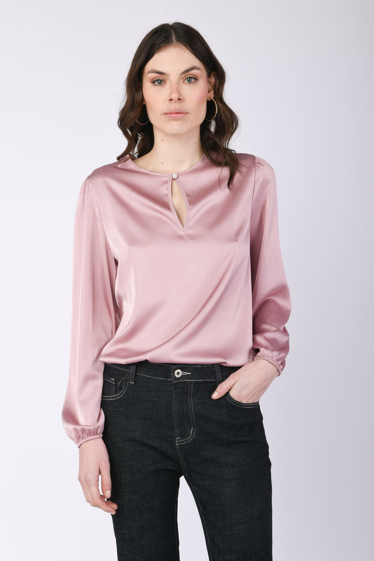 Blusa in raso con scollo a goccia