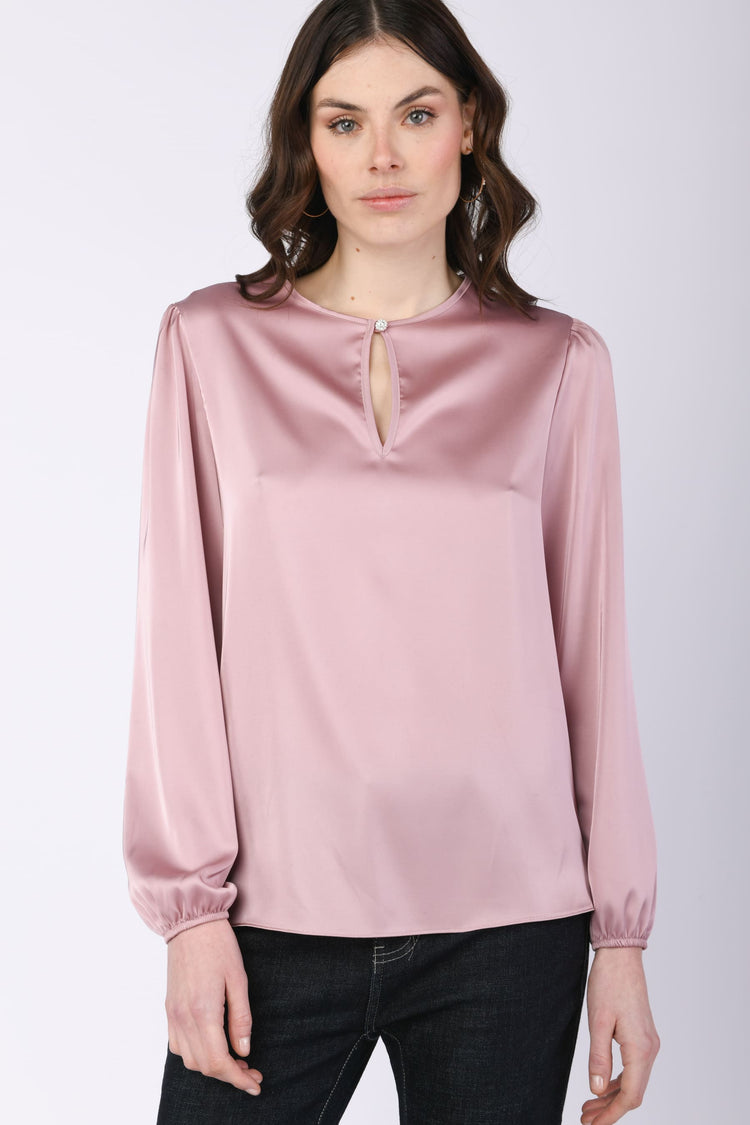 Blusa in raso con scollo a goccia