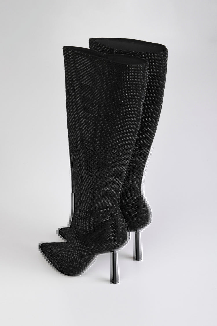 Stivali con decorazione in strass