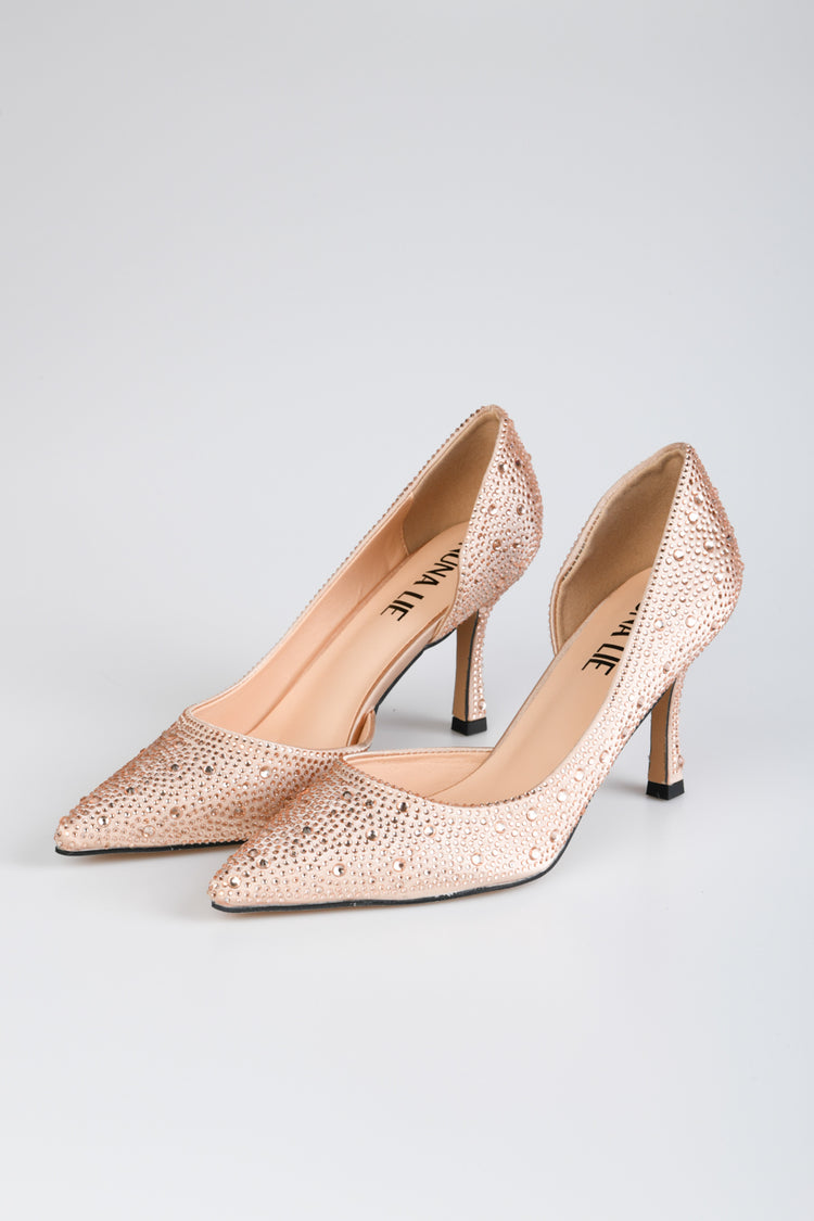 Décolleté in raso con strass