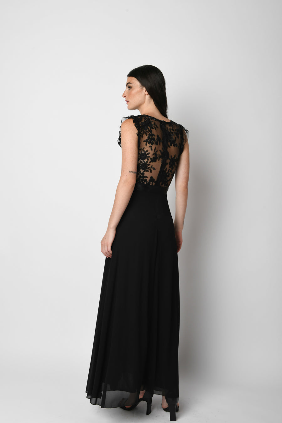 Nuna Lie Vestito In Tulle Lungo Nero Abito Lungo Vestiti Nuna Lie