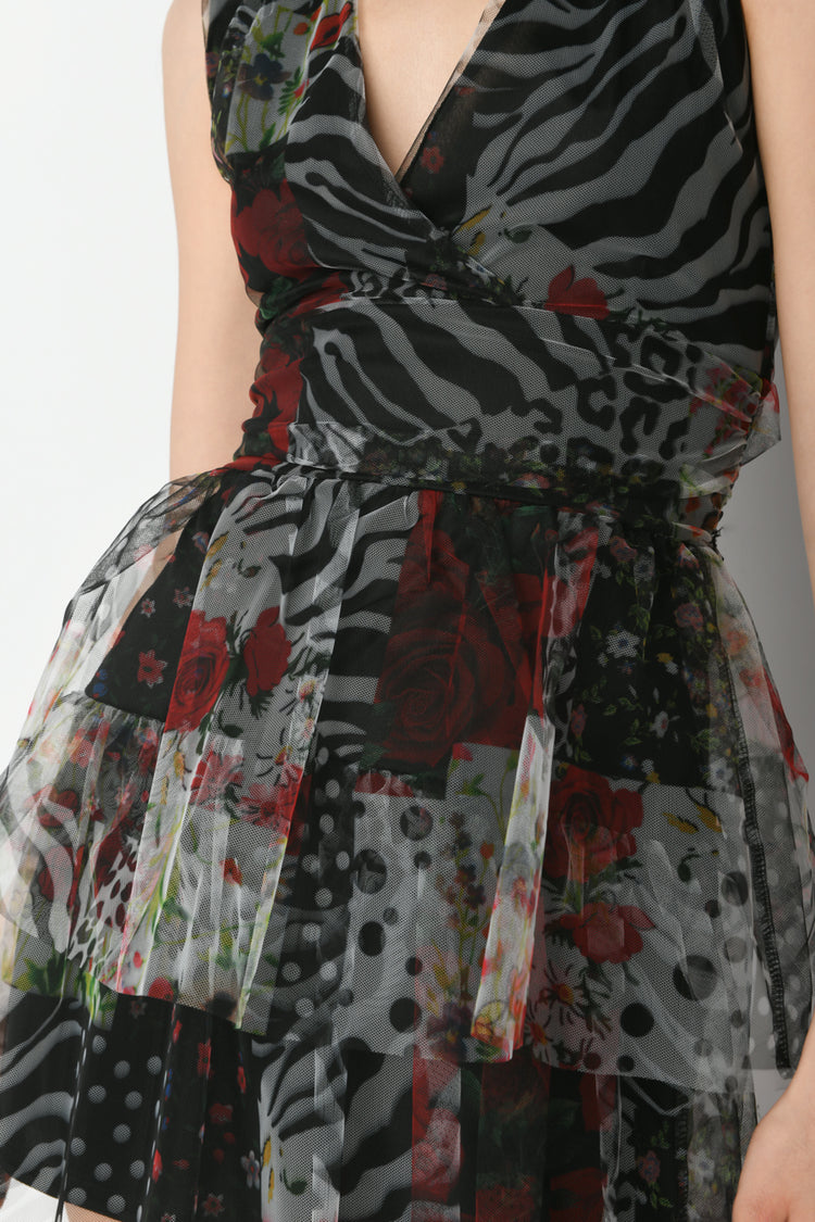 Mini abito a stampa patchwork