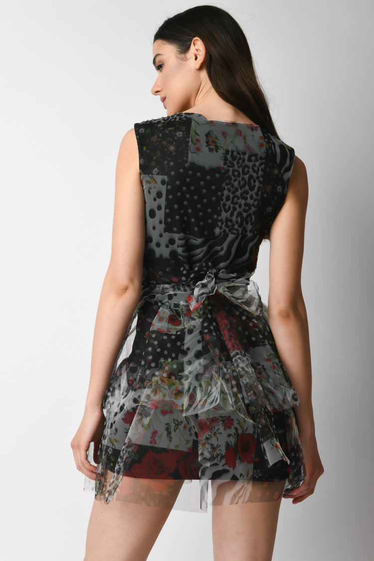 Mini abito a stampa patchwork