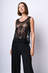 Top con ricami e paillettes