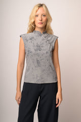 Maglia bottoni devoree fiori
