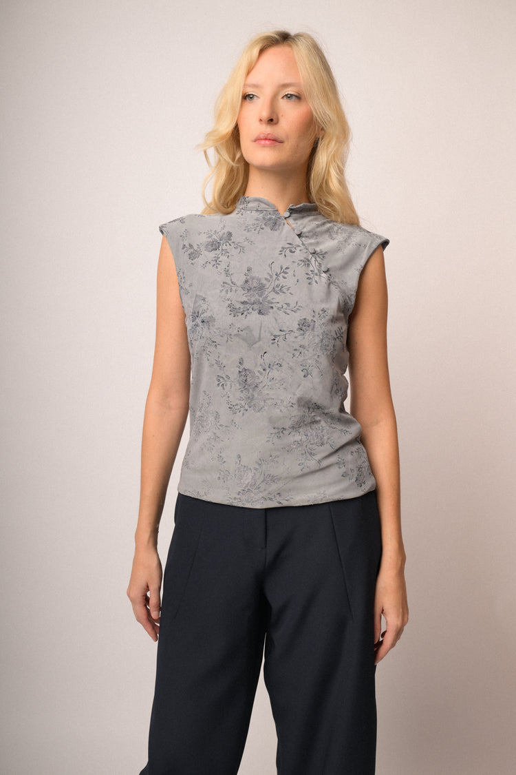 Maglia bottoni devoree fiori