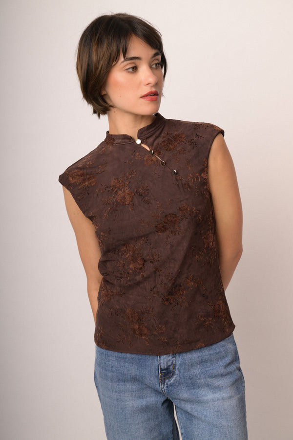 Maglia bottoni devoree fiori