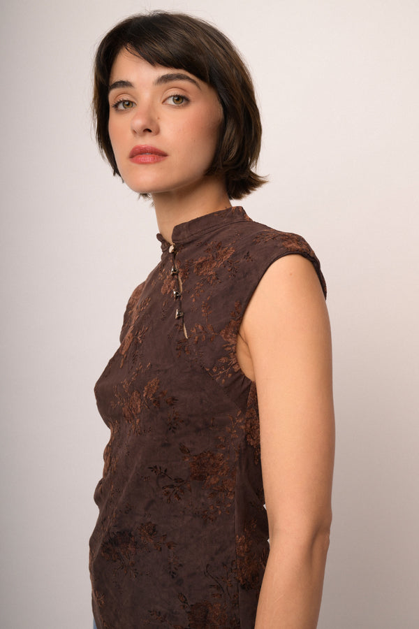 Maglia bottoni devoree fiori