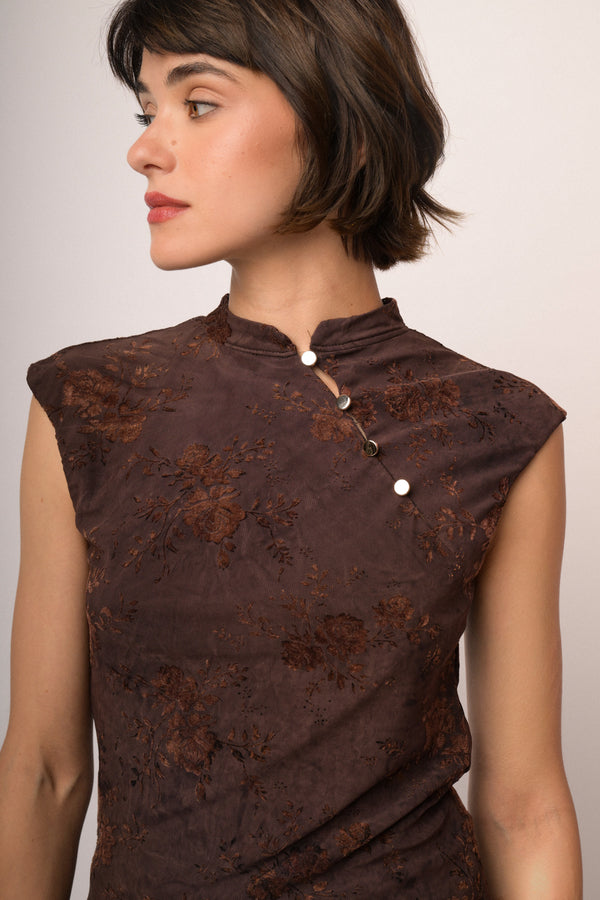 Maglia bottoni devoree fiori