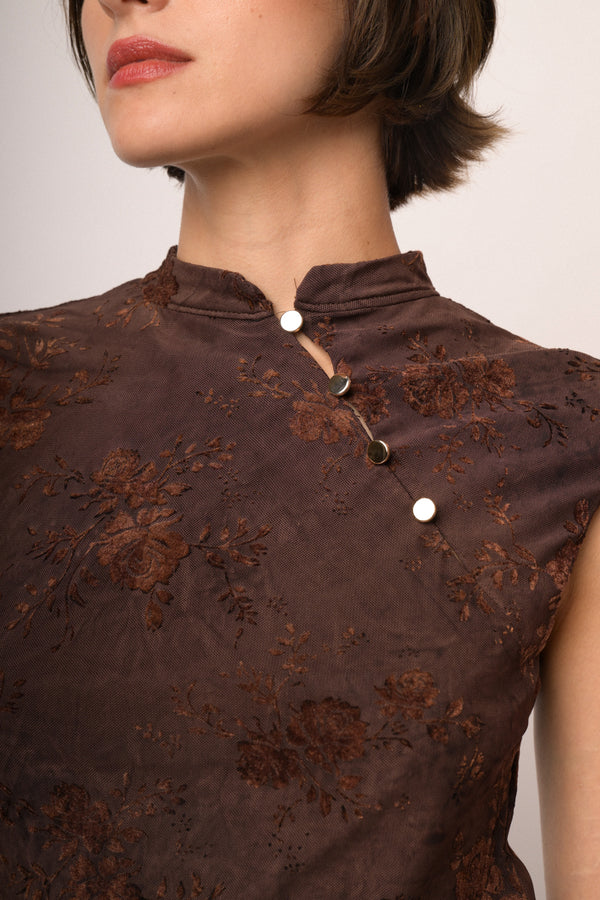Maglia bottoni devoree fiori