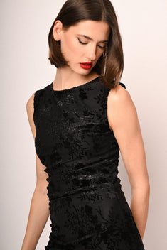 Abito tubino tulle e velluto