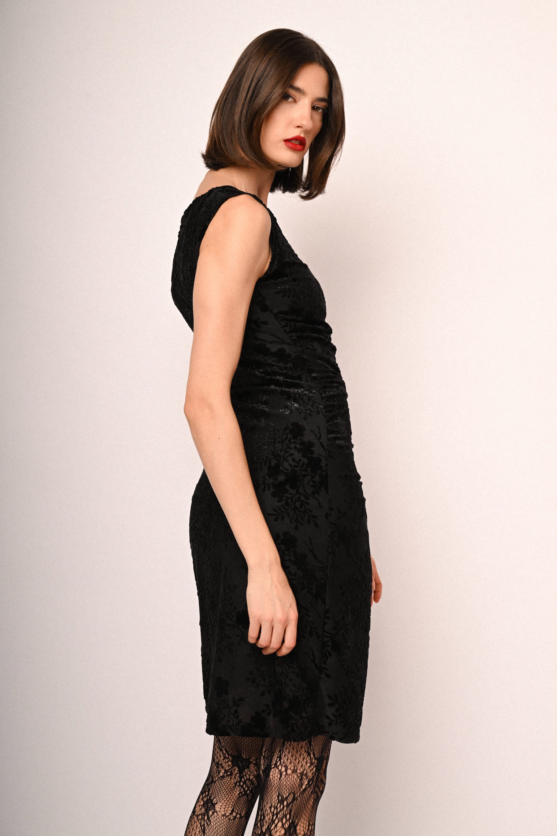 Abito tubino tulle e velluto