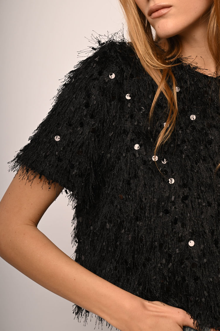 T-shirt hairy con paillettes