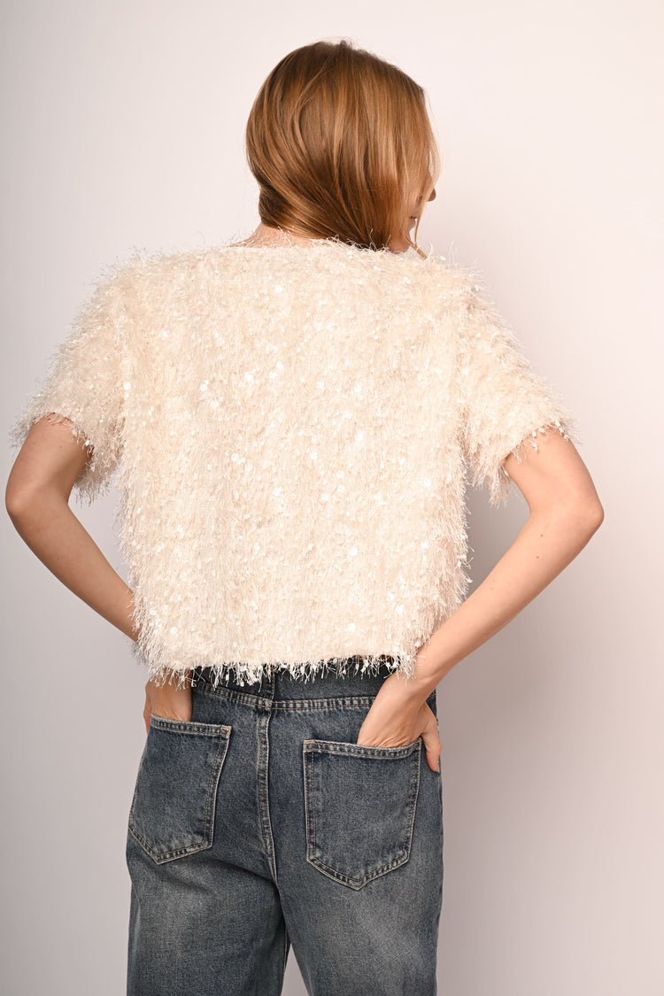 T-shirt hairy con paillettes