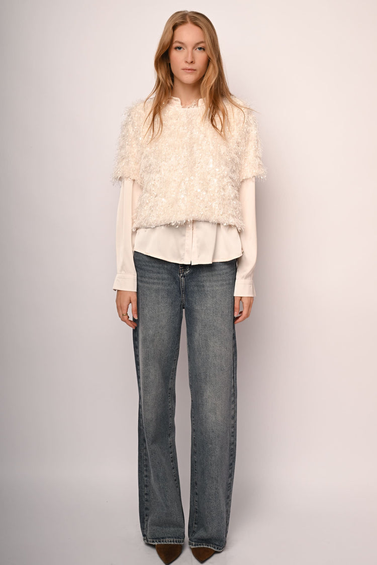 T-shirt hairy con paillettes