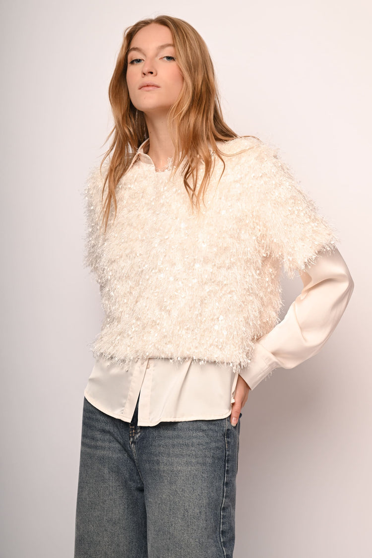 T-shirt hairy con paillettes