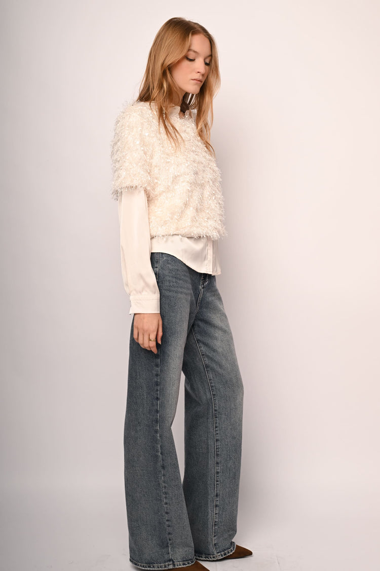 T-shirt hairy con paillettes