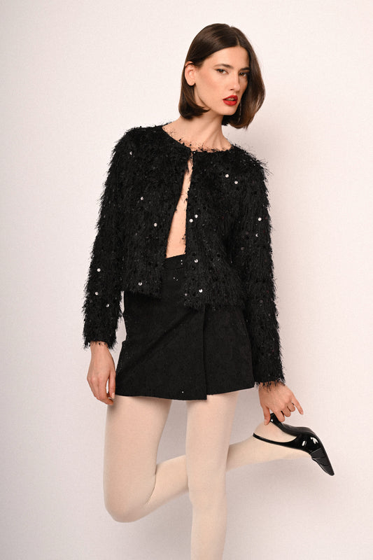 Skort testurizzato con paillettes