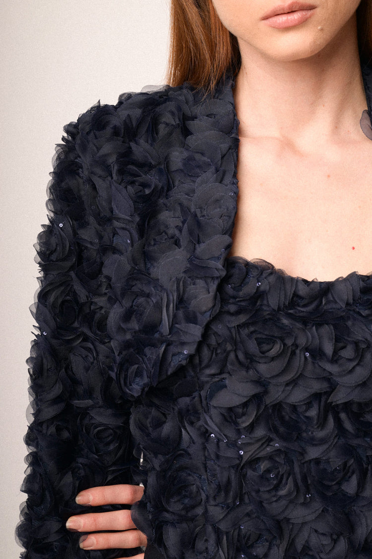 Coprispalle con rose 3D blu