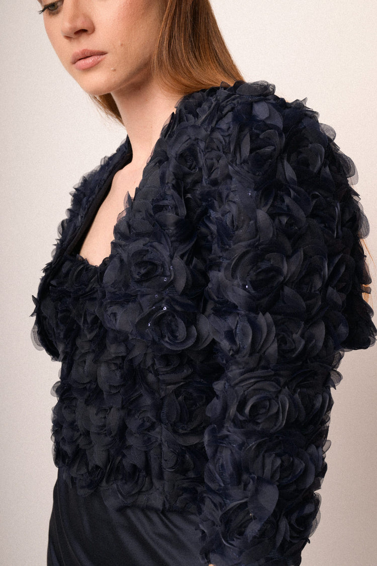 Coprispalle con rose 3D blu