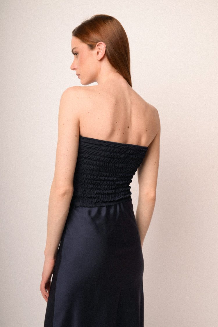 Top a bustier con decorazione rose 3D blu