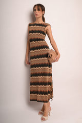 Abito lungo zig zag lurex