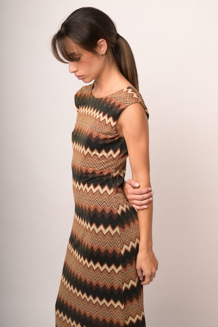 Abito lungo zig zag lurex
