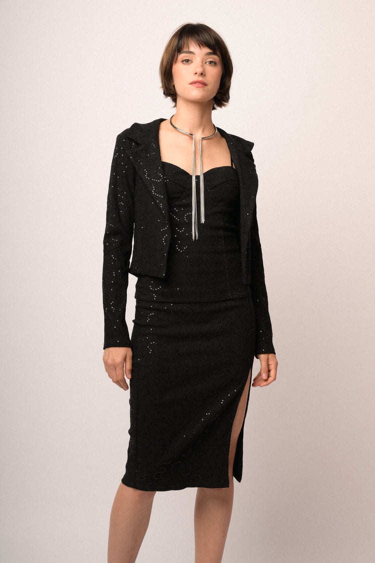 Giacca in jacquard paillettes