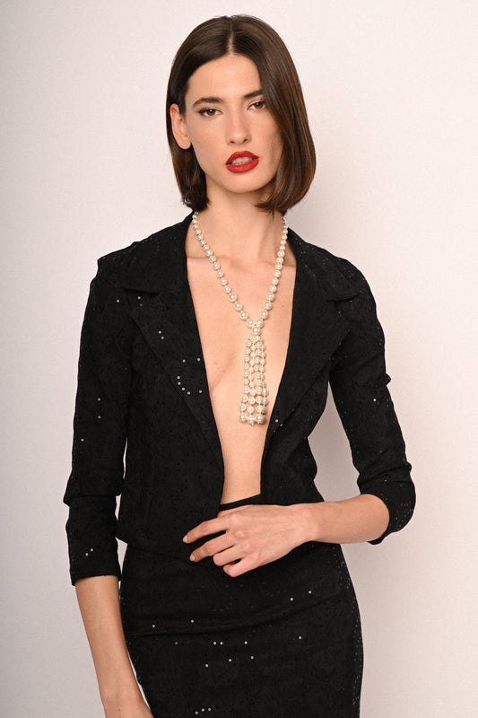 Blazer testurizzato con paillettes