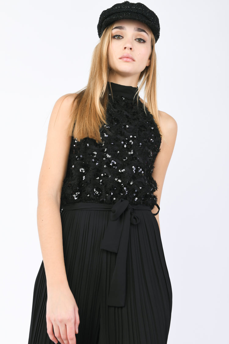 Tuta plissé con paillettes