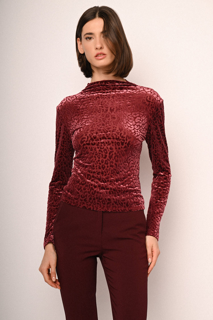 Top in velluto dévoré leopardato