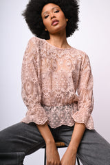 Top in pizzo misto cotone