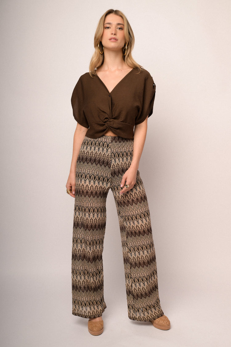 Pantaloni con zig zag lurex