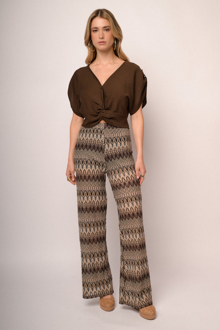 Pantaloni con zig zag lurex
