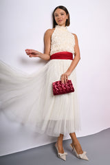 Gonna midi in tulle con paillettes