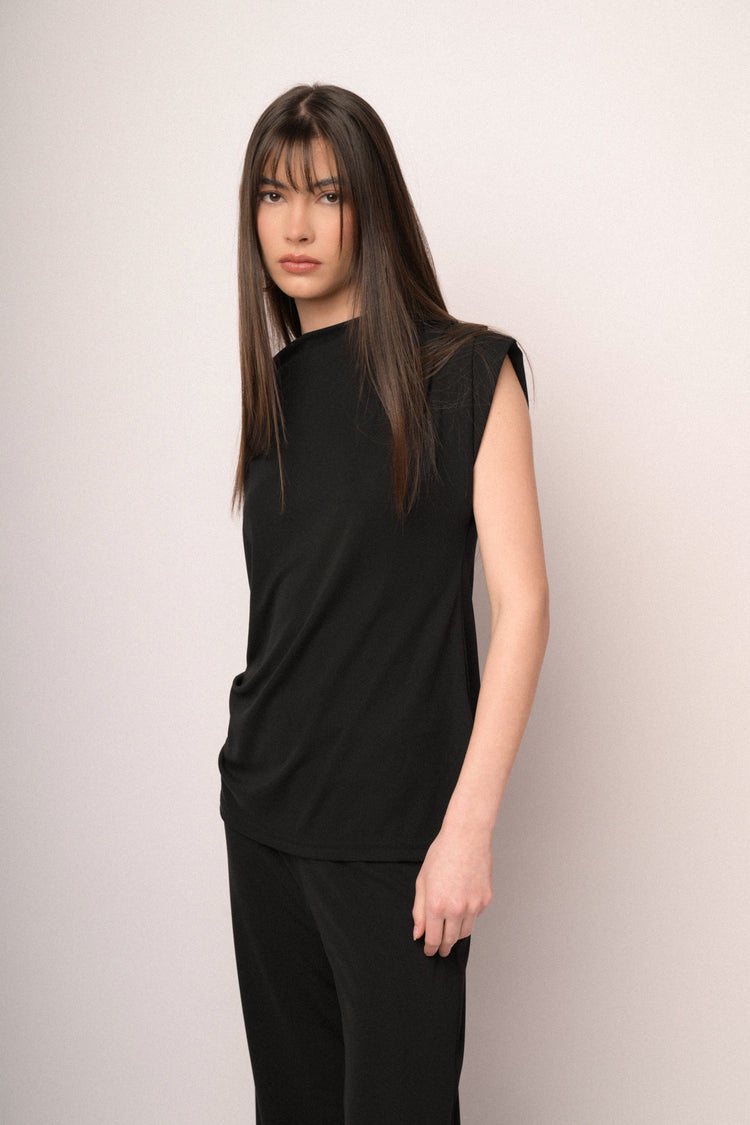 Top drappeggiato nero