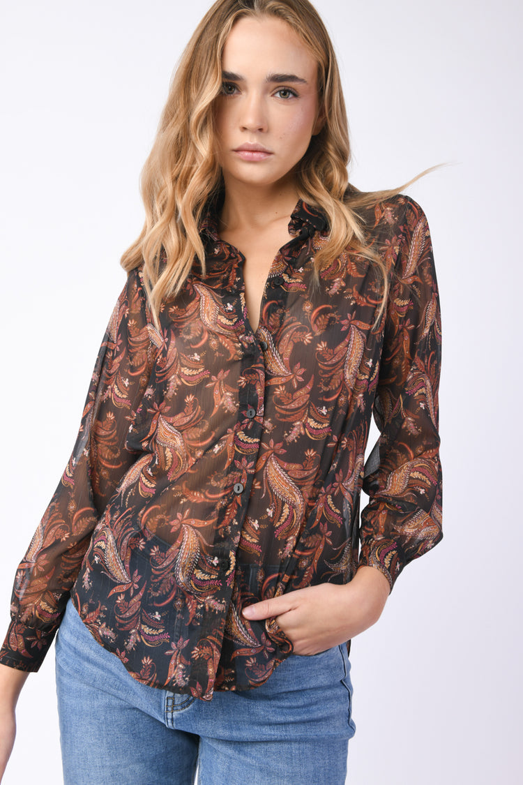 Camicia in georgette a stampa Paisley