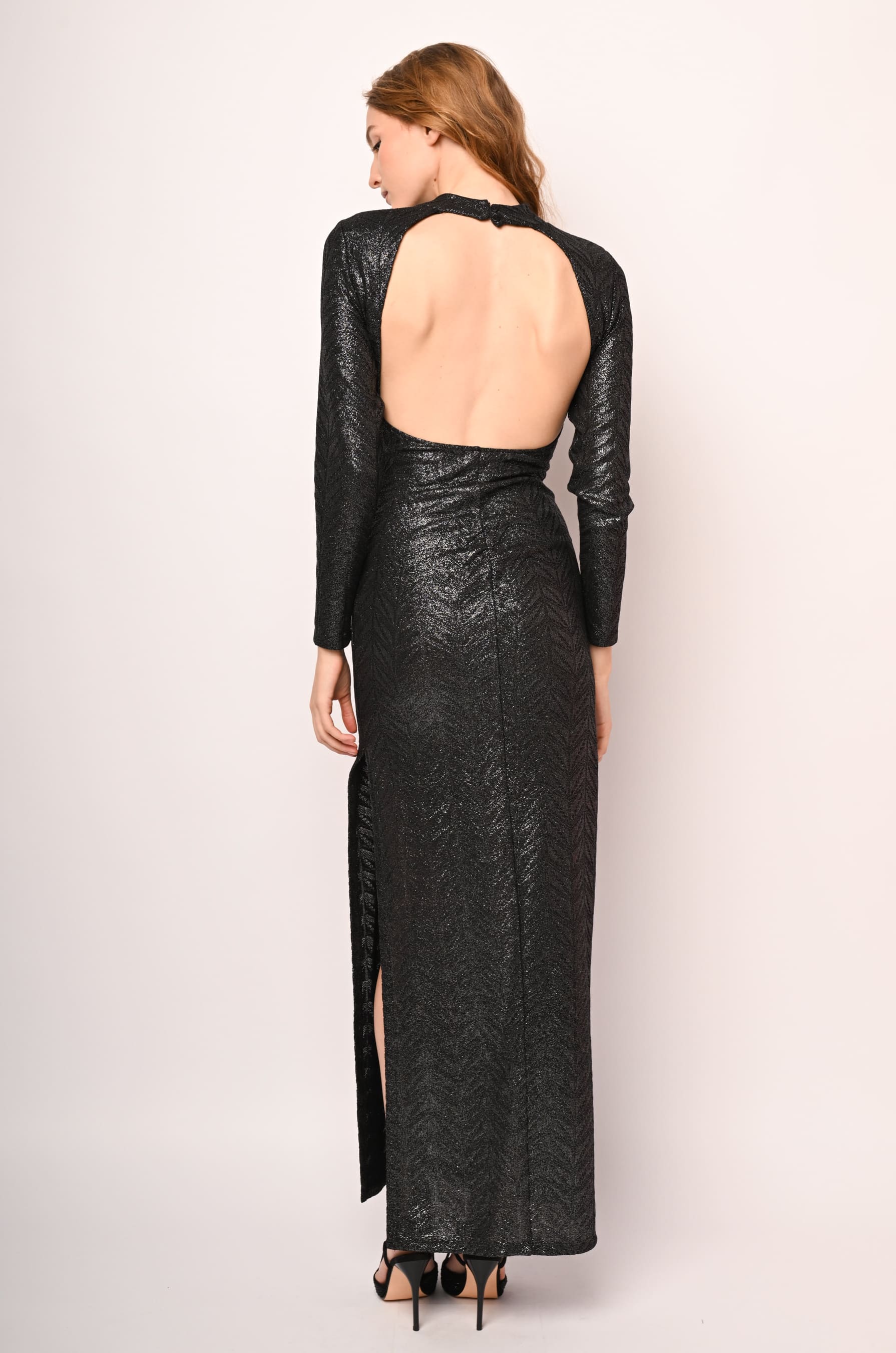 Abito lungo in maglia lurex