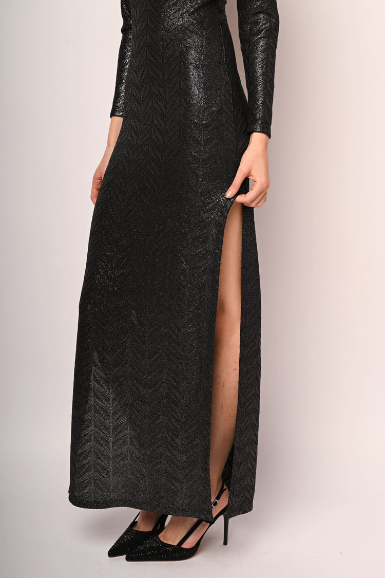 Abito lungo maglia lurex