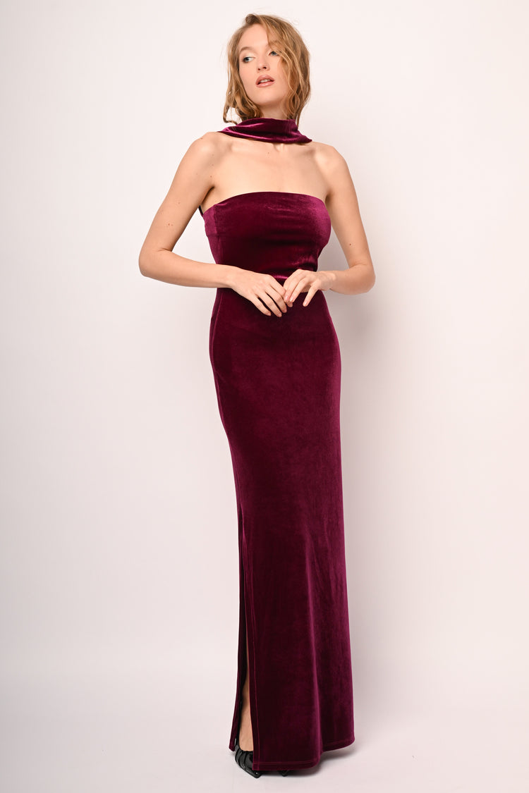 Abito in velluto con fascia