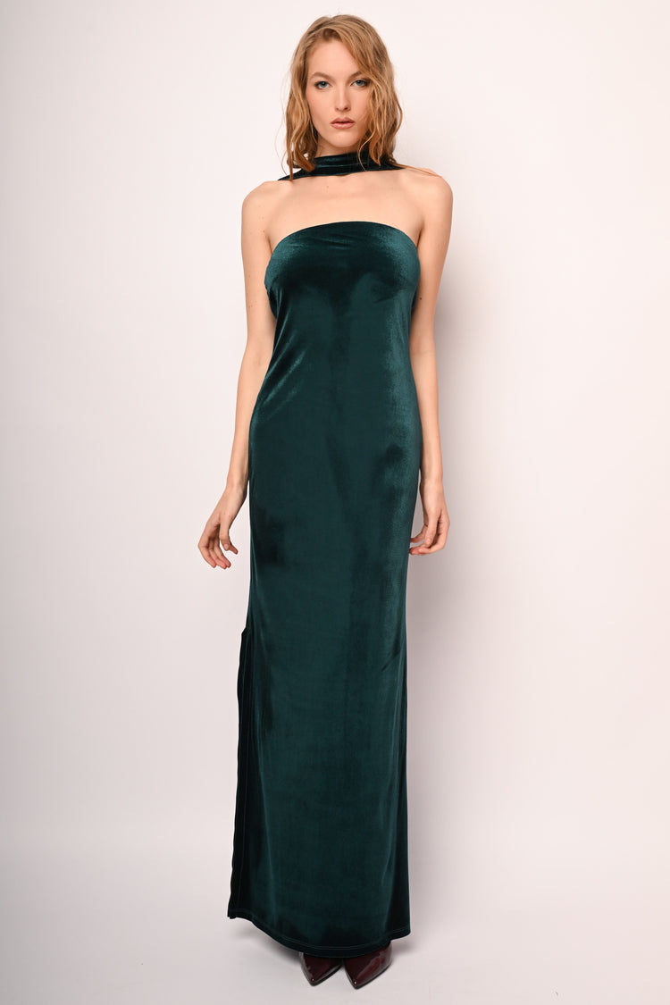 Abito in velluto con fascia