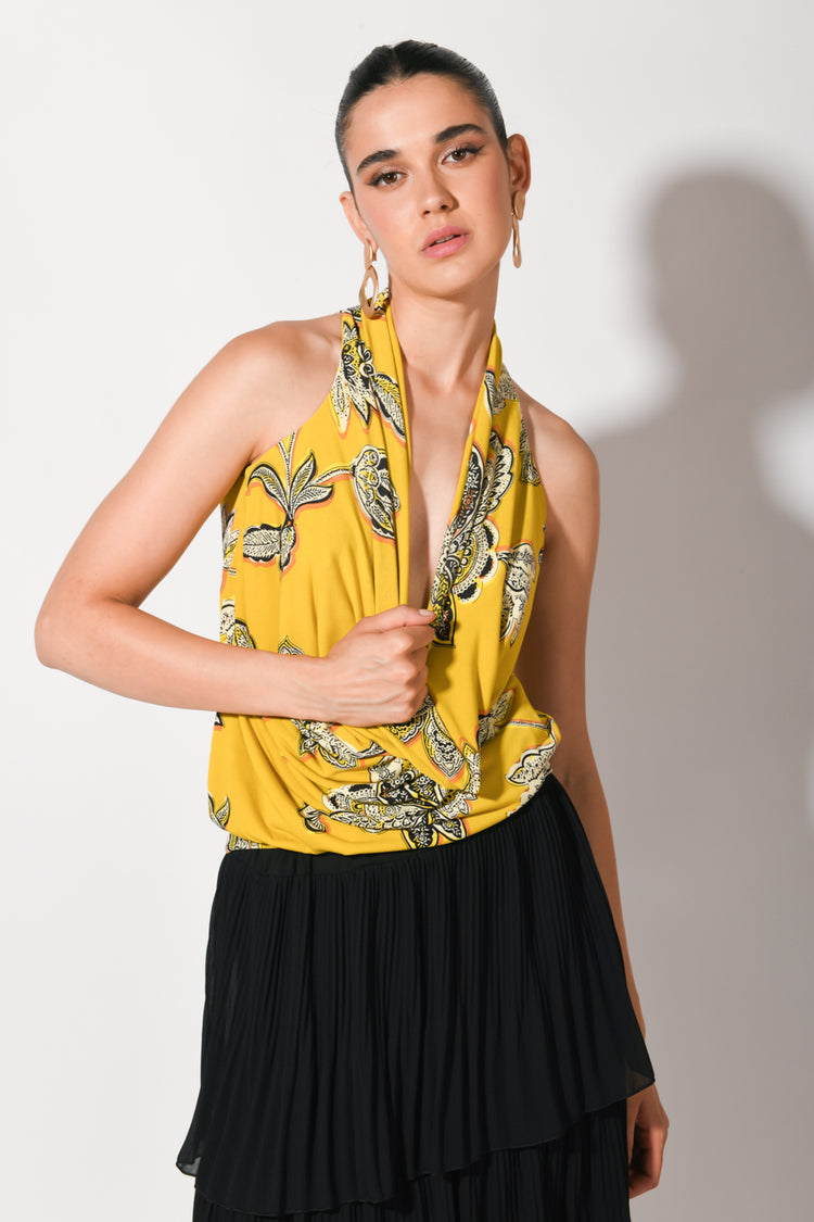 Top a stampa etnico-floreale