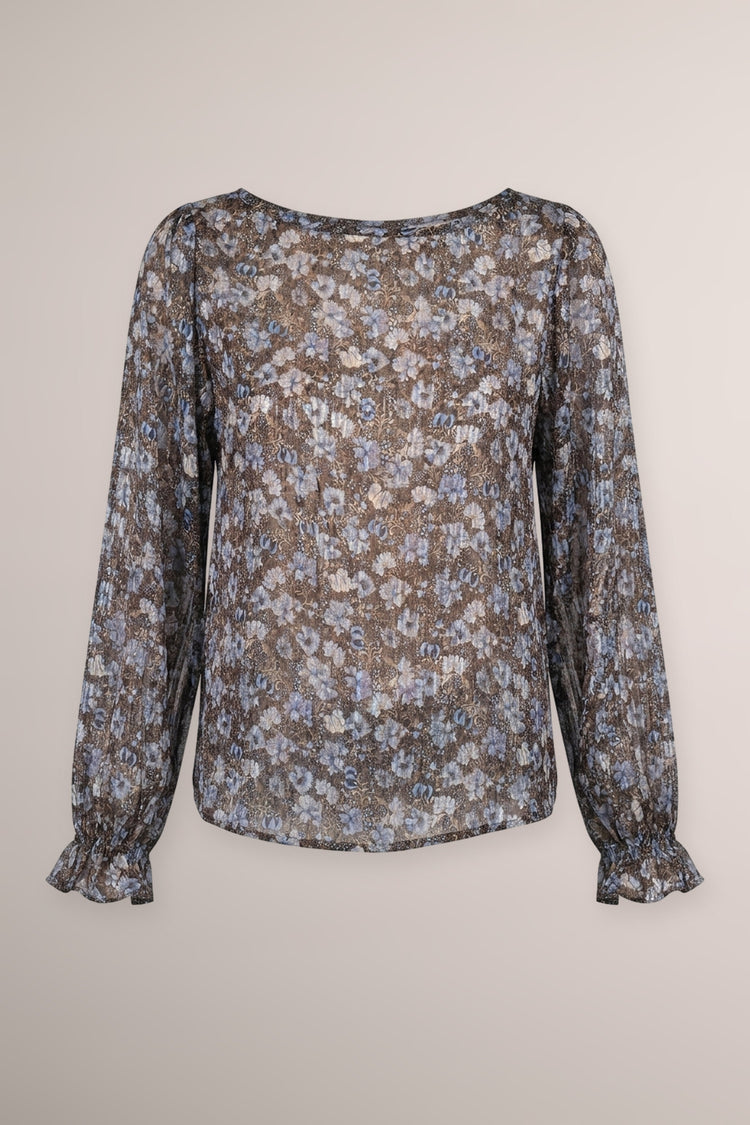 Blusa in georgette lurex a stampa floreale multicolor