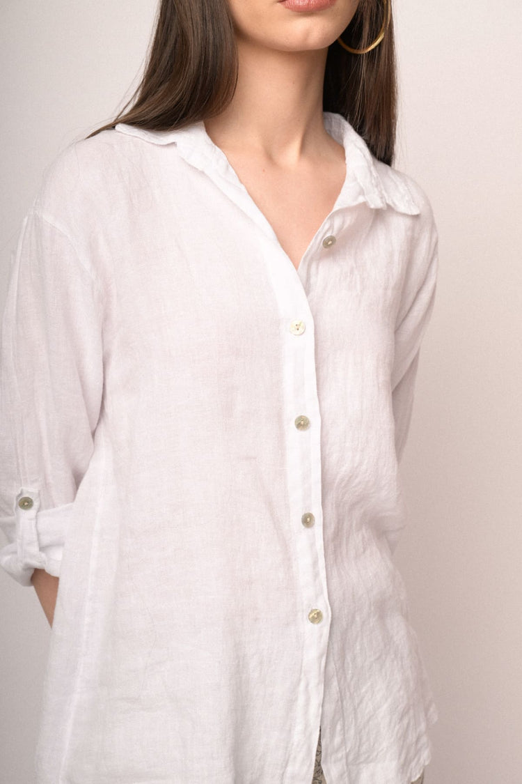 Camicia oversize in lino bianco