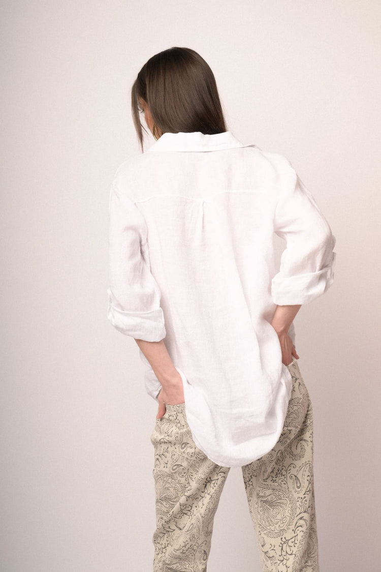 Camicia oversize in lino bianco