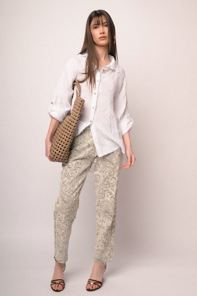 Camicia oversize in lino bianco