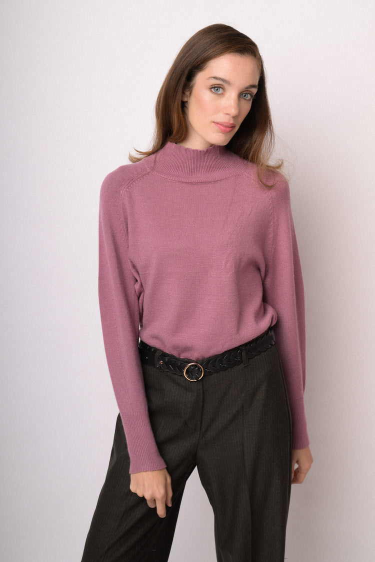 Maglia over a lupetto rosa malva