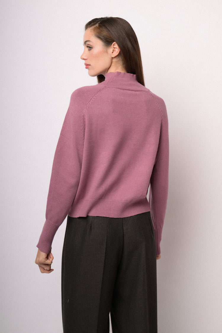 Maglia over a lupetto rosa malva